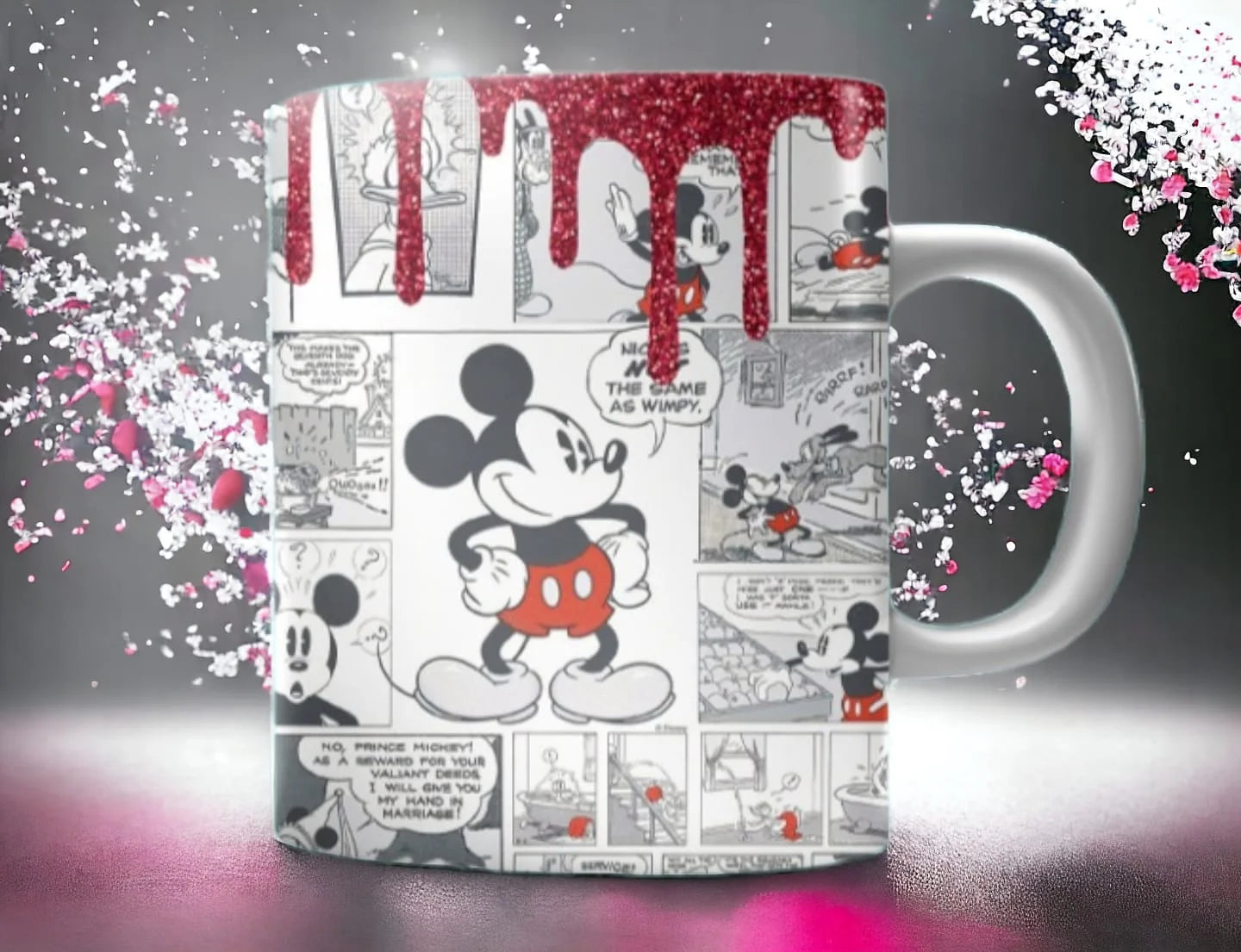 Cana personalizată, Ador Mickey Mouse, Ceramica, Alb, 350 ml