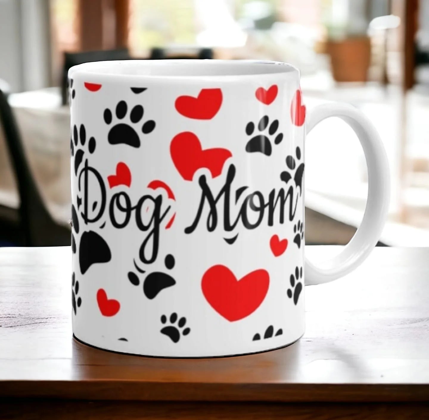 Cana personalizata, Dog Mom, Ceramica, Alb, 350 ml