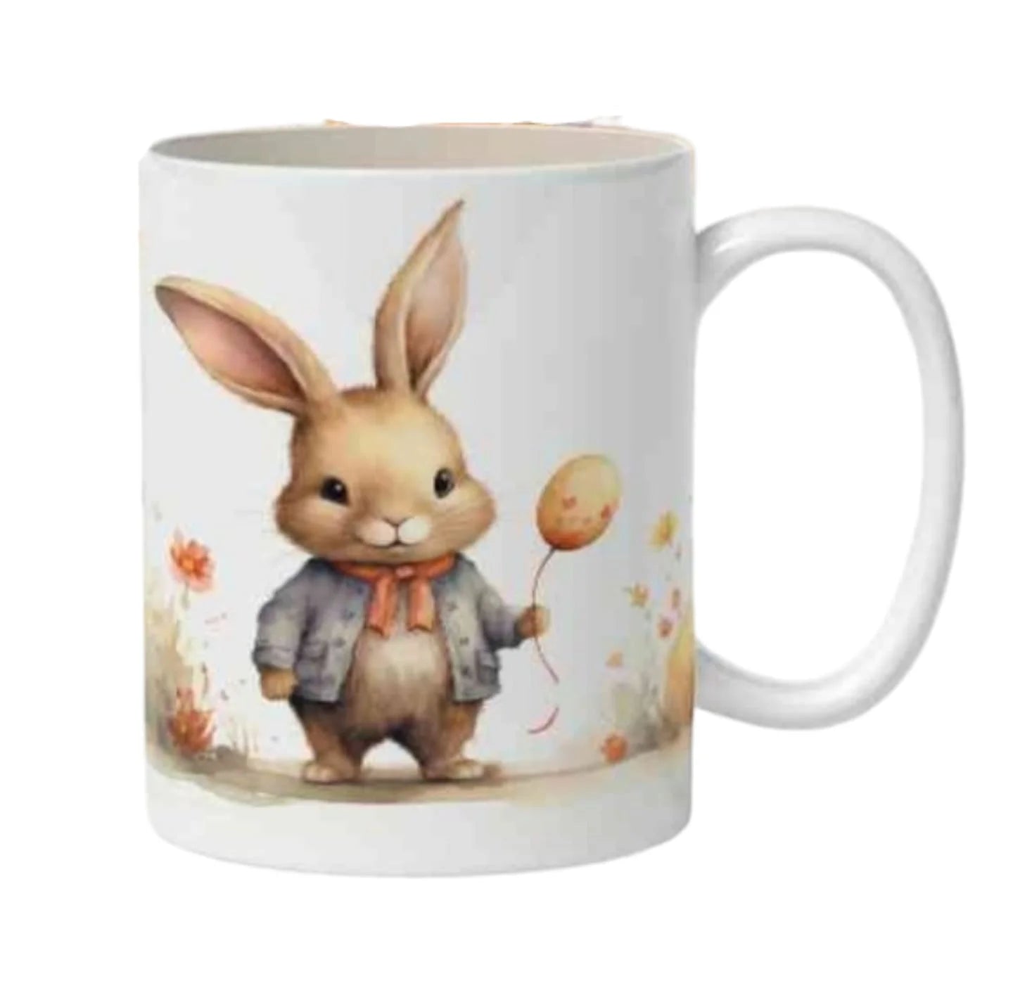 Cana personalizata, Iepuras de Paste Model 1, Ceramica, Alb, 350 ml