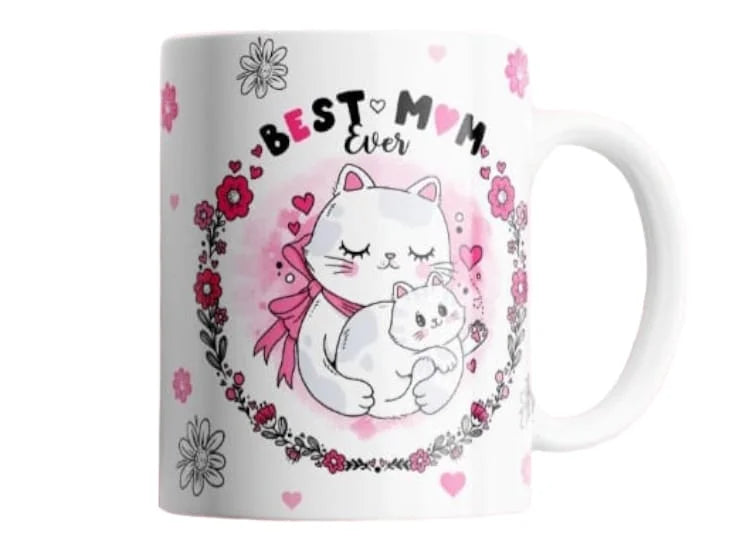 Cana personalizata, Best mom ever, Ceramica, Alb, 350 ml