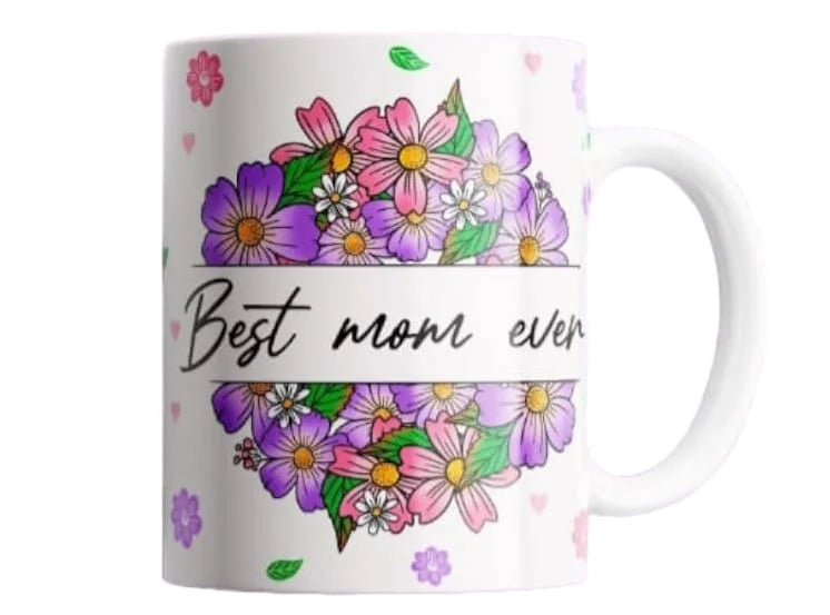 Cana personalizata, Best mom ever Model 1, Ceramica, Alb, 350 ml
