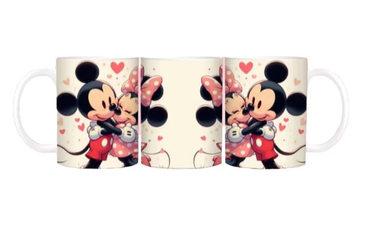 Cana personalizata, Indragostita de Minnie si Mickey Mouse, Ceramica, Alb, 350 ml