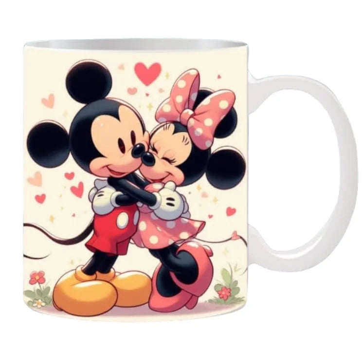 Cana personalizata, Indragostita de Minnie si Mickey Mouse, Ceramica, Alb, 350 ml
