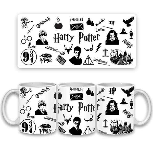 Cana personalizata, Harry Potter, Ceramica, Alb, 350 ml
