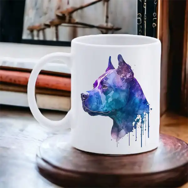 Cana personalizata, Pit Bull, Ceramica, Alb, 350 ml