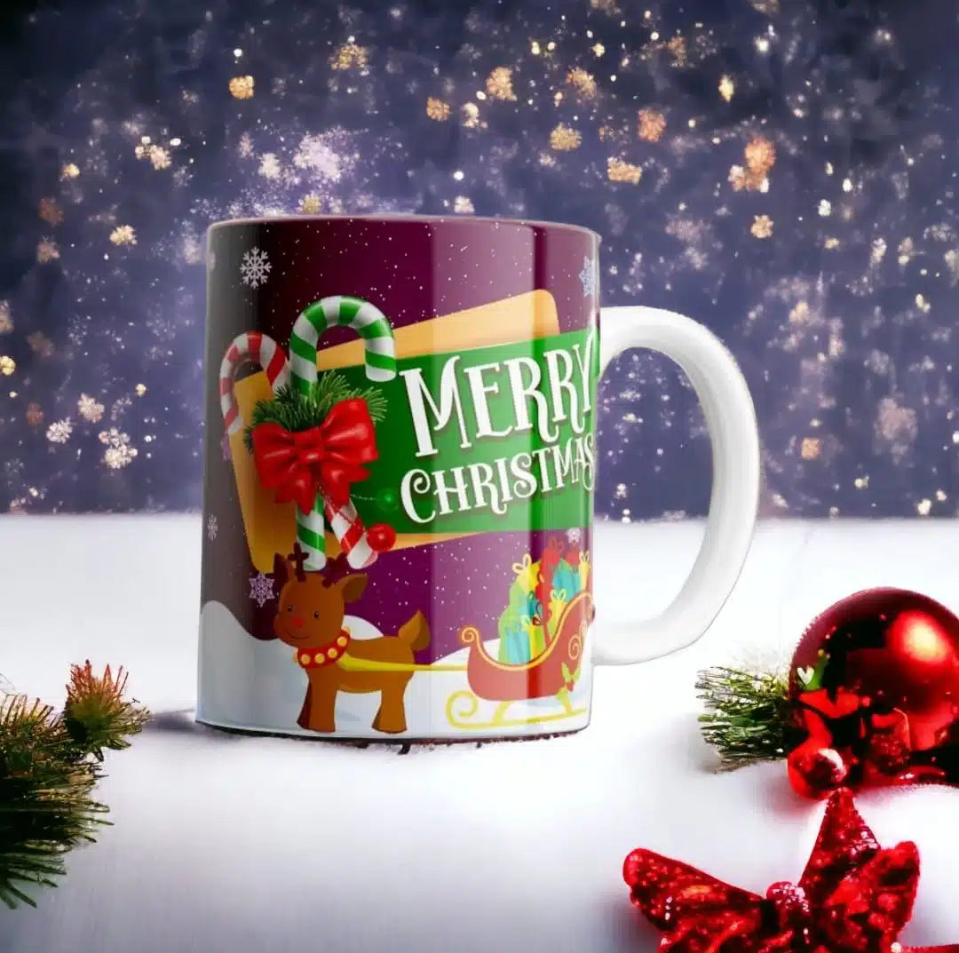 Cana personalizata, 3D, Mos Craciun, Ceramica, Alb, 350 ml