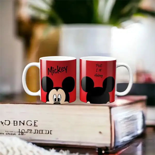 Cana personalizata, Mickey Mouse model 2, Ceramica, Alb, 350 ml