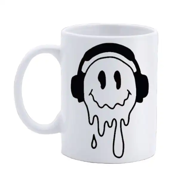 Cana personalizata, Face Headphones, Ceramica, Alb, 350 ml