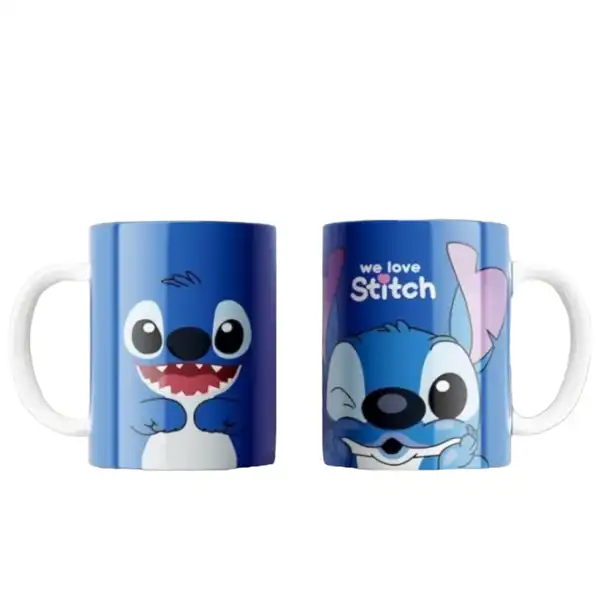 Cana personalizata, We love Stitch, Ceramica, Alb, 350 ml