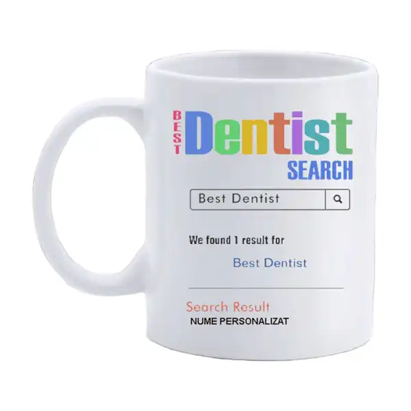 Cana personalizata, Best Of Dentist Search, Ceramica, Alb, 350 ml