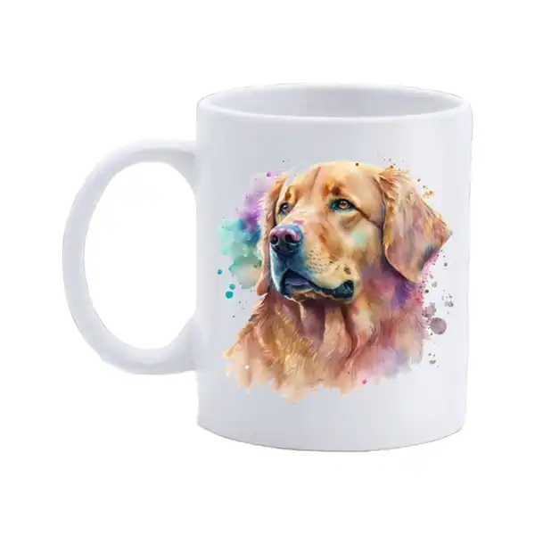 Cana personalizata, Golden Retriever, Ceramica, Alb, 350 ml