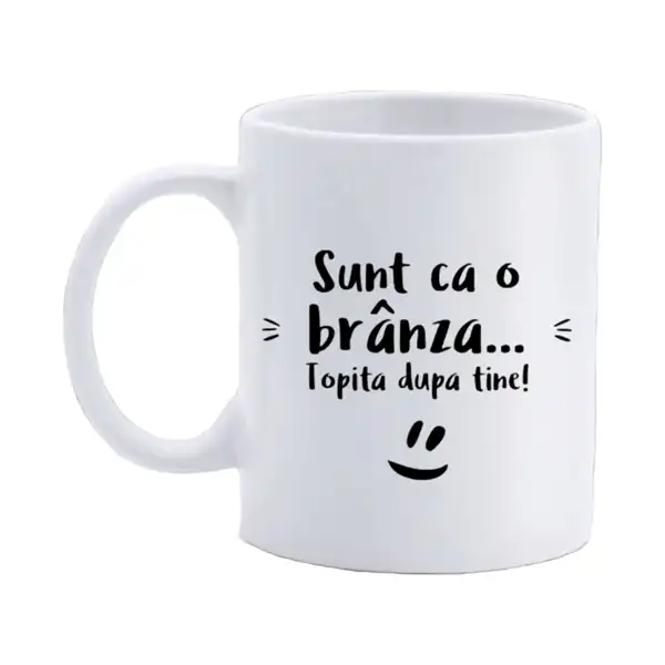 Cana personalizata, Sunt ca o branza..., Ceramica, Alb, 350 ml