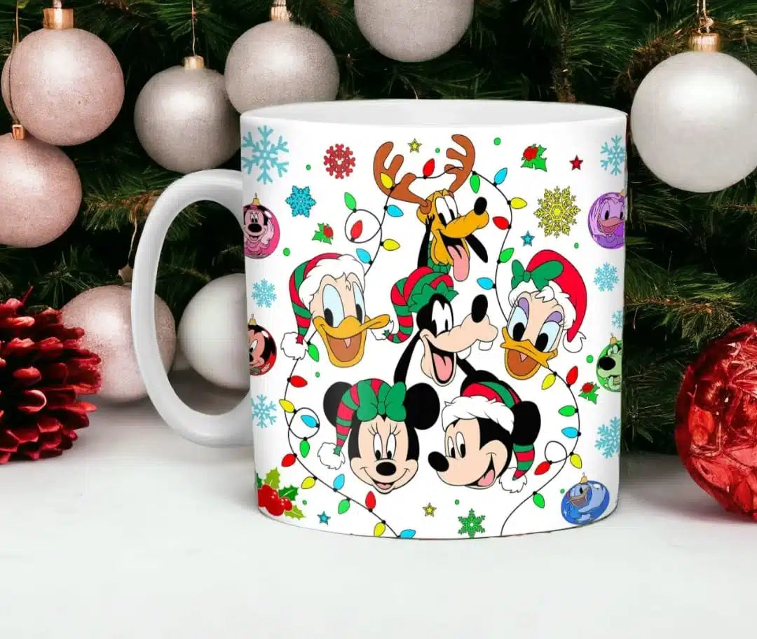 Cana personalizata, Lumea Disney de Craciun, Ceramica, Alb, 350 ml