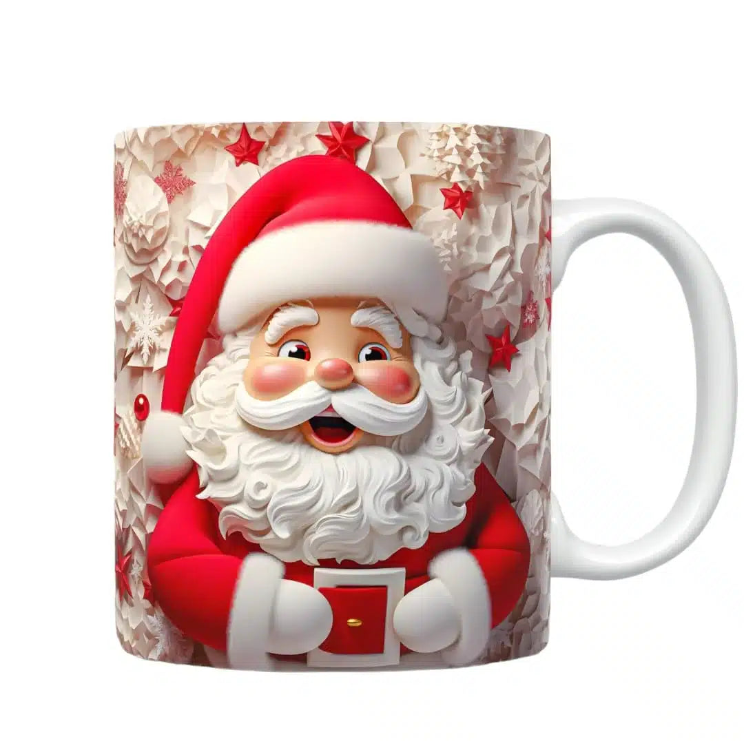 Cana personalizata, Mos Craciun Model 7, Ceramica, Alb, 350 ml