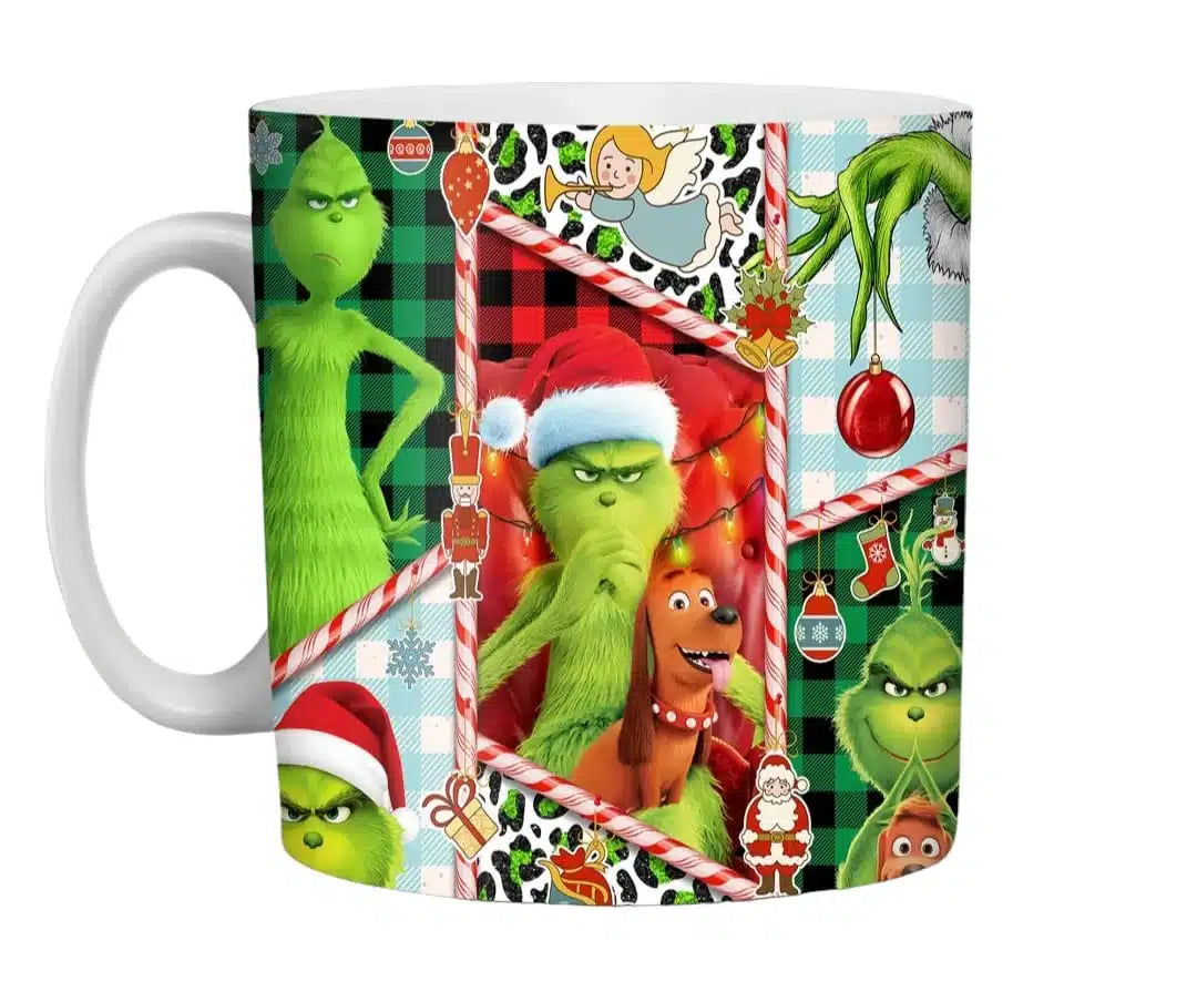 Cana personalizata, Grinch de Craciun Model 14, Ceramica, Alb, 350 ml