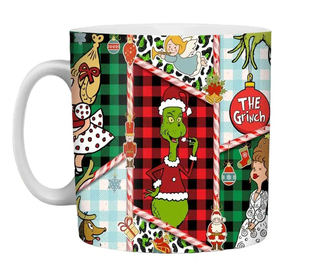 Cana personalizata, Grinch de Craciun Model 15, Ceramica, Alb, 350 ml
