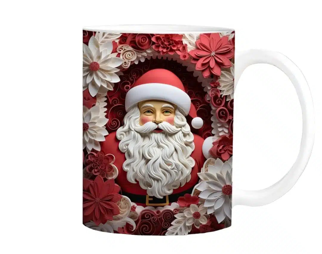 Cana personalizata, Mos Craciun Model 8, Ceramica, Alb, 350 ml