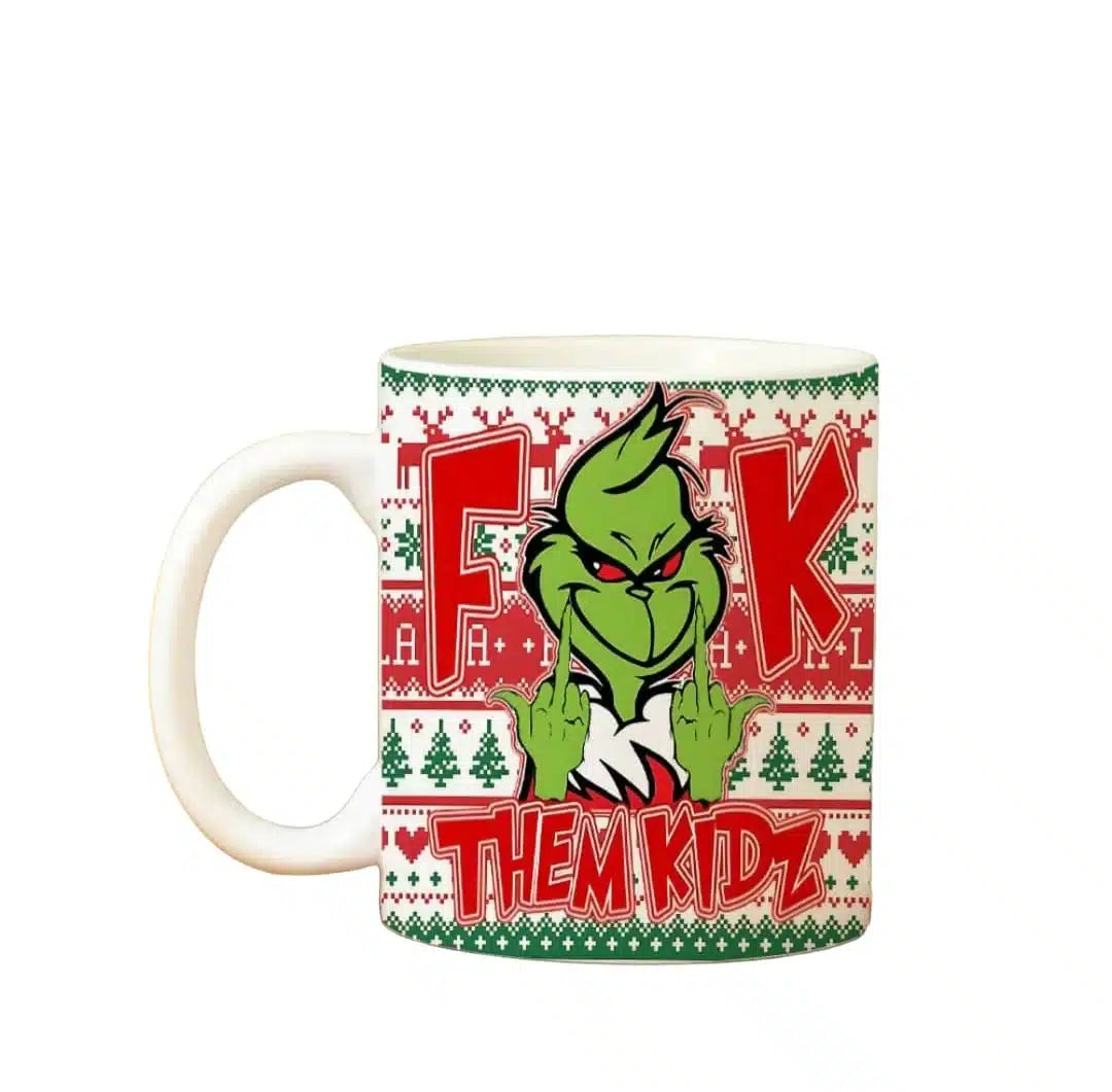 Cana personalizata, Grinch de Craciun Model 16, Ceramica, Alb, 350 ml