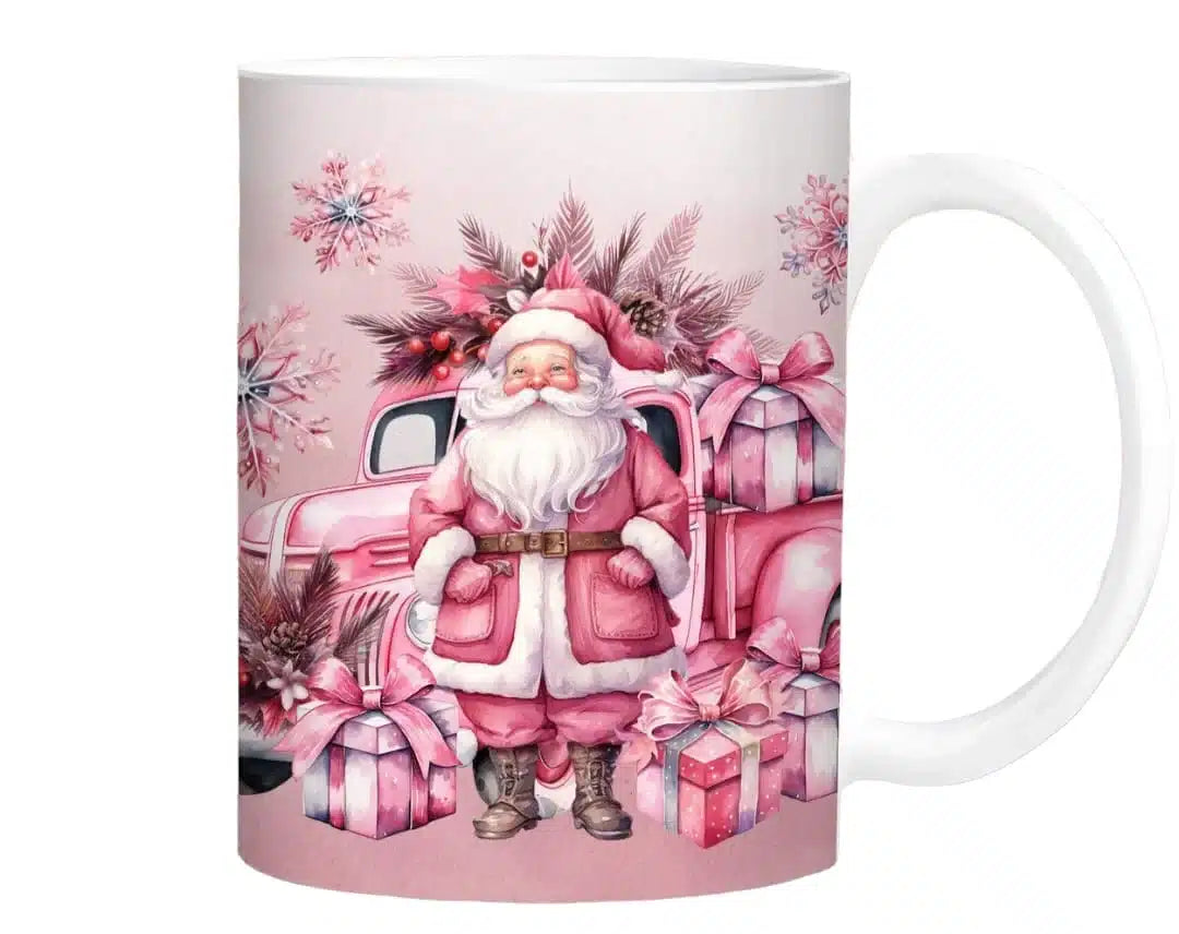 Cana personalizata, Mos Craciun Model 10, Ceramica, Alb, 350 ml