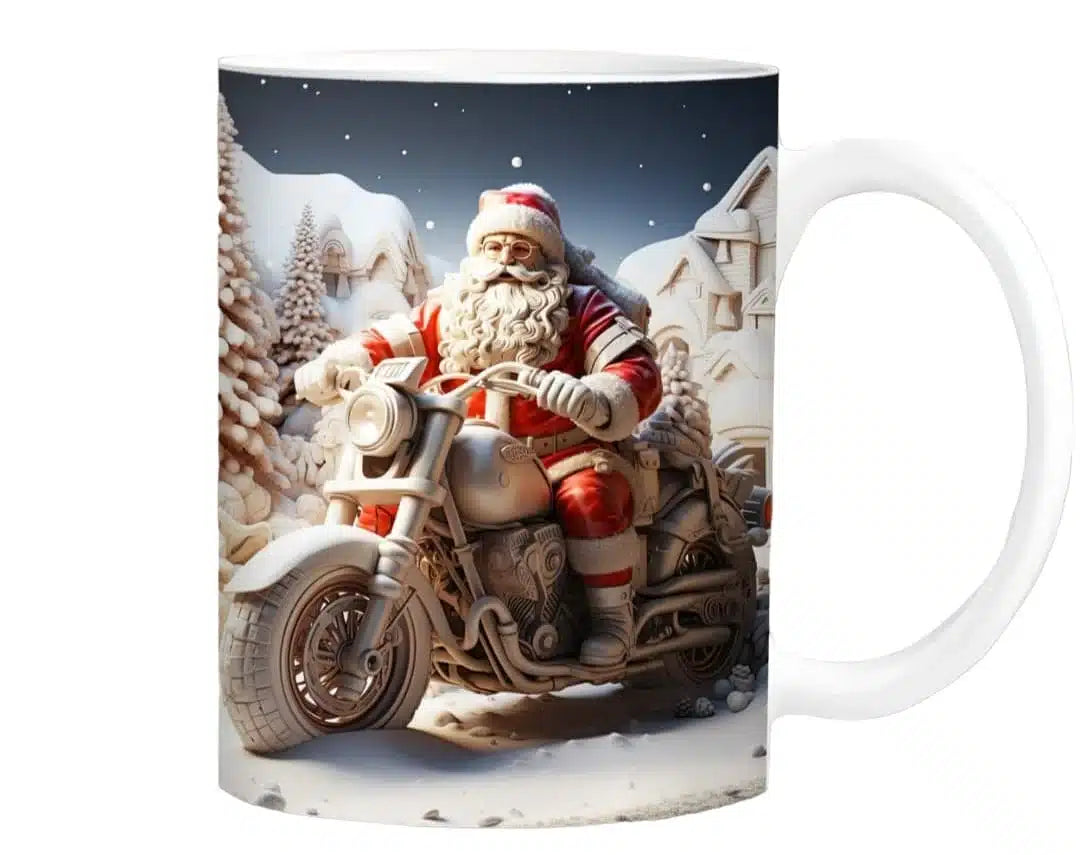 Cana personalizata, Mos Craciun Model 9, Ceramica, Alb, 350 ml