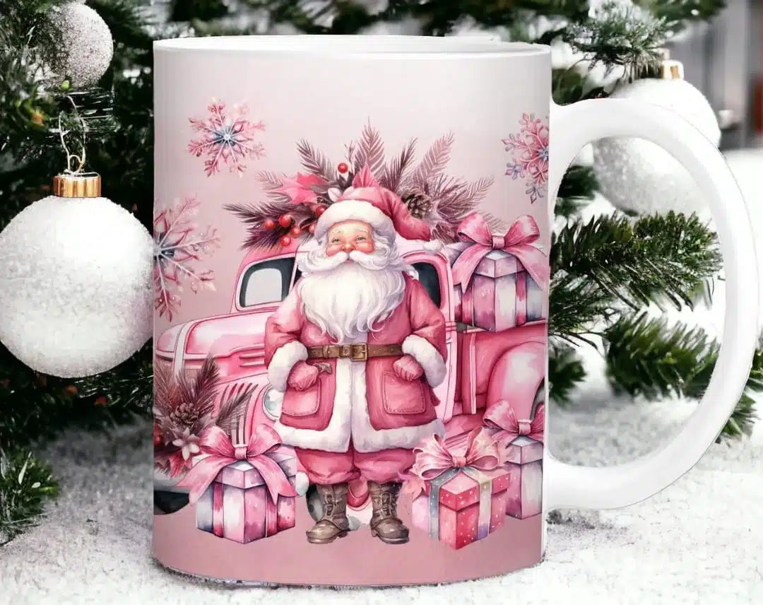 Cana personalizata, Mos Craciun Model 10, Ceramica, Alb, 350 ml
