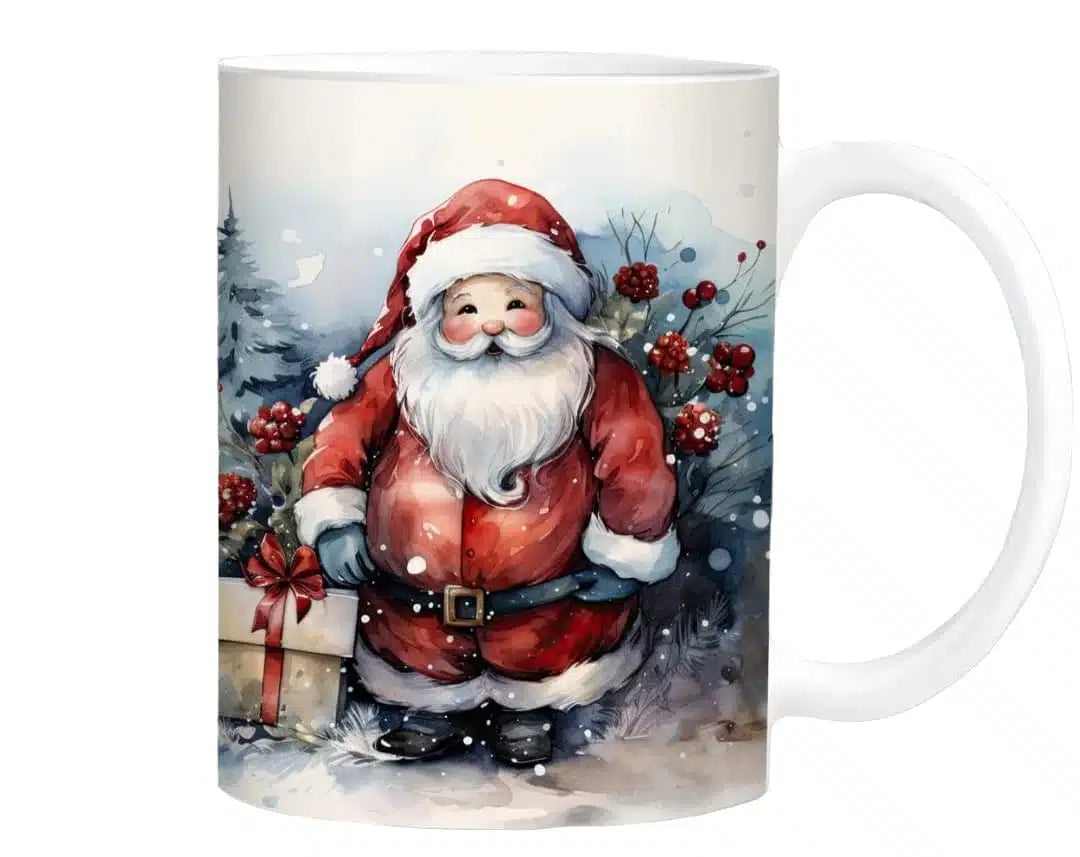 Cana personalizata, Mos Craciun Model 11, Ceramica, Alb, 350 ml