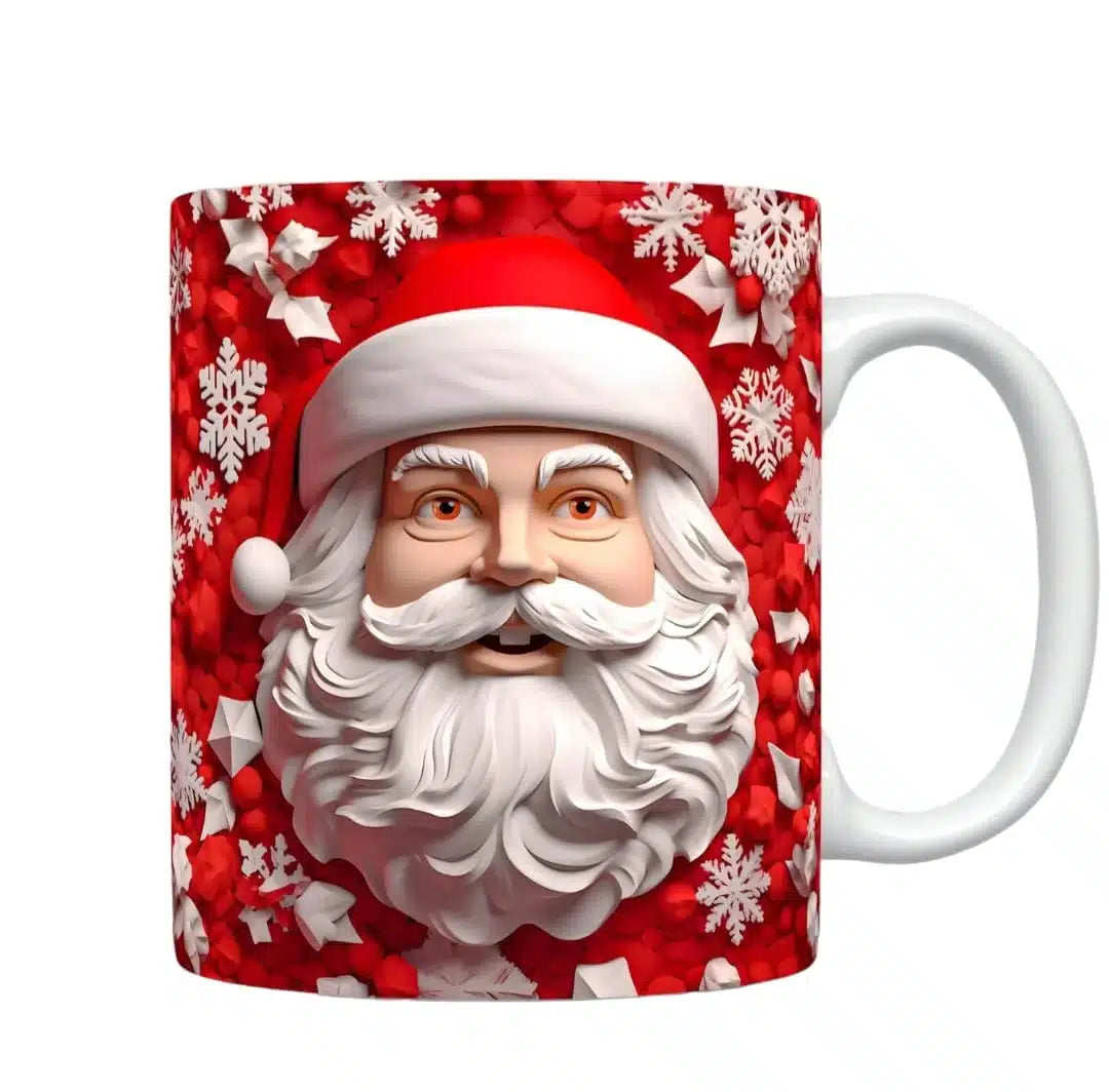 Cana personalizata, Mos Craciun Model 12, Ceramica, Alb, 350 ml
