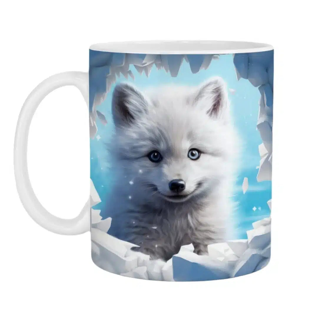 Cana personalizata, Catelus de Craciun Model 1, Ceramica, Alb, 350 ml
