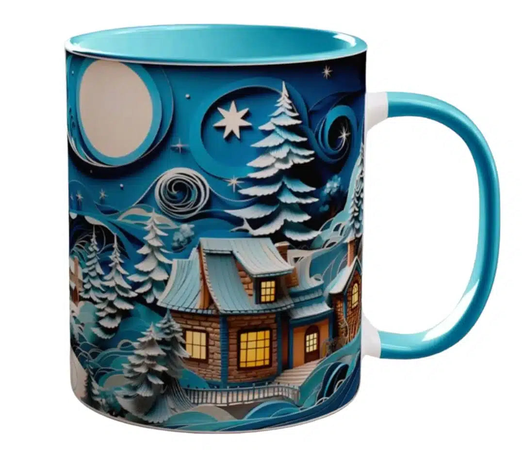 Cana personalizata, Afara de Craciun, Ceramica, Alb, 350 ml