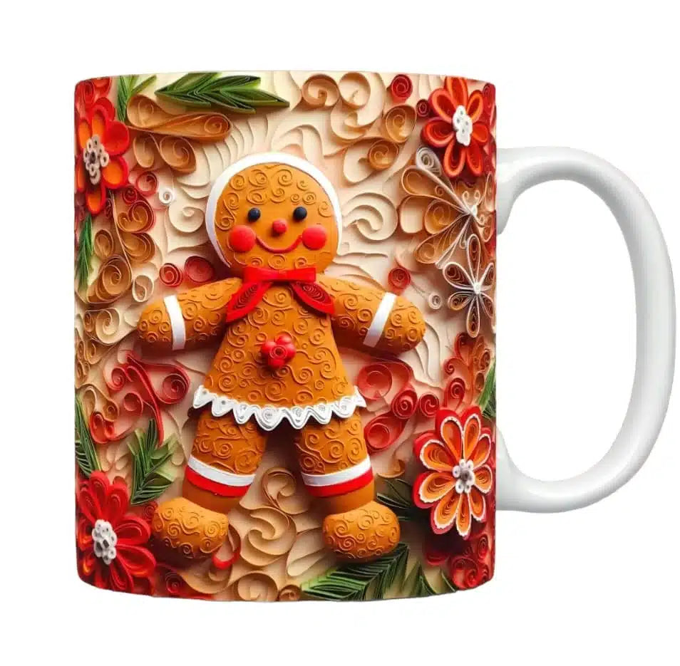 Cana personalizata, Turta dulce de Craciun Model 7, Ceramica, Alb, 350 ml