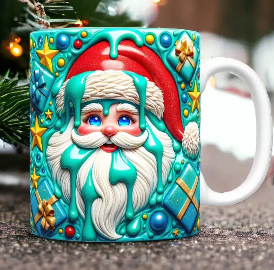 Cana personalizata, Mos Craciun Model 19, Ceramica, Alb, 350 ml