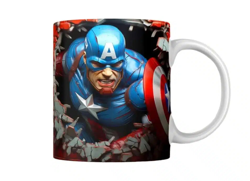 Cana personalizata, Captain America Model 1 , Ceramica, Alb, 350 ml