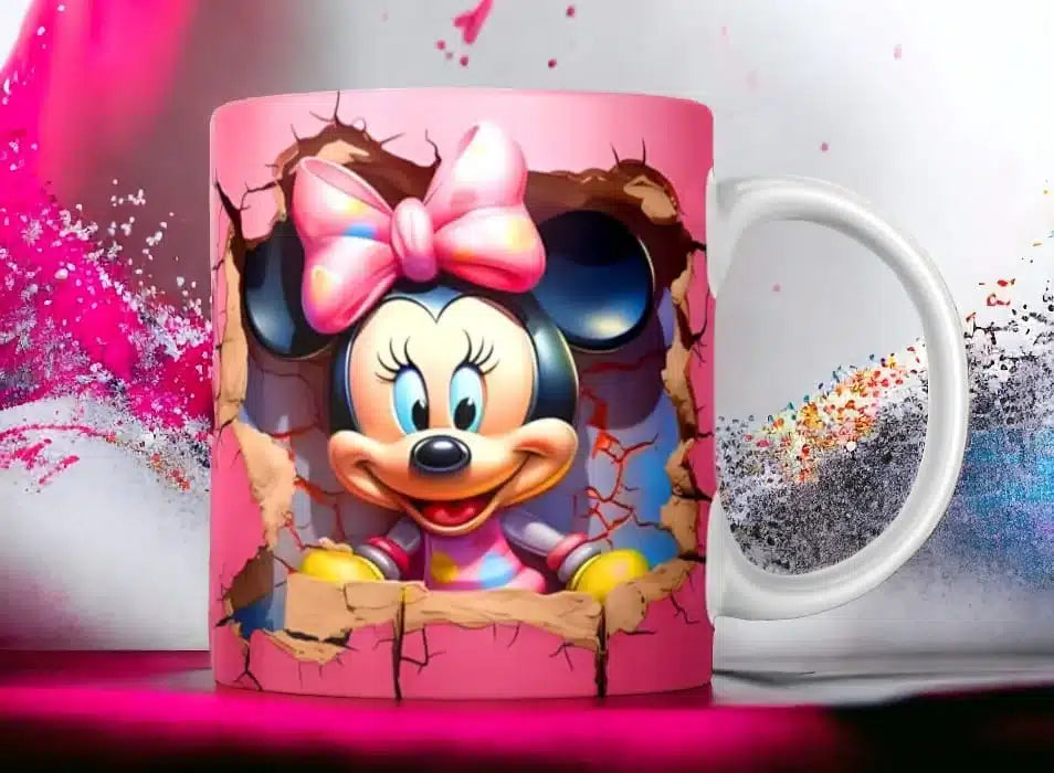 Cana personalizata, Minnie Mouse Model 1 , Ceramica, Alb, 350 ml