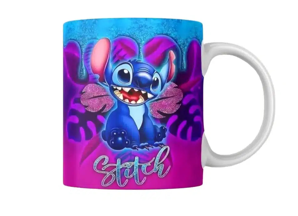 Cana personalizata, Stitch Model 8, Ceramica, Alb, 350 ml