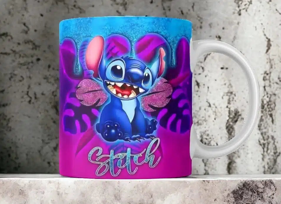 Cana personalizata, Stitch Model 8, Ceramica, Alb, 350 ml