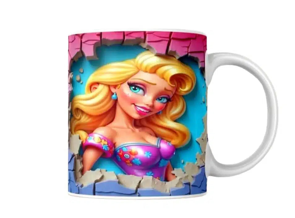 Cana personalizata, Barbie, Ceramica, Alb, 350