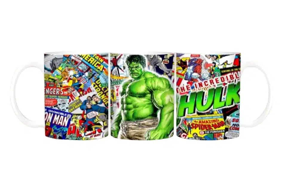 Cana personalizata, Marvel Avengers Hulk, Ceramica, Alb, 350 ml