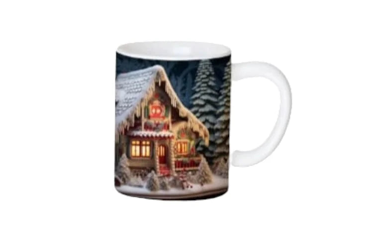 Cana personalizata, Atmosfera de Craciun Model 11, Ceramica, Alb, 350 ml