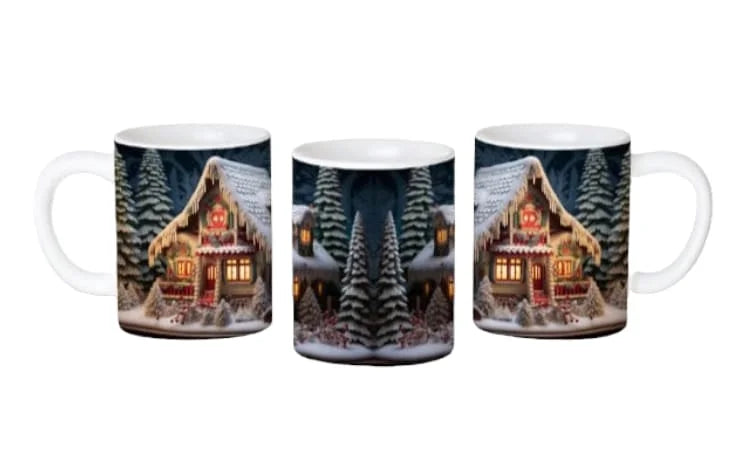Cana personalizata, Atmosfera de Craciun Model 11, Ceramica, Alb, 350 ml