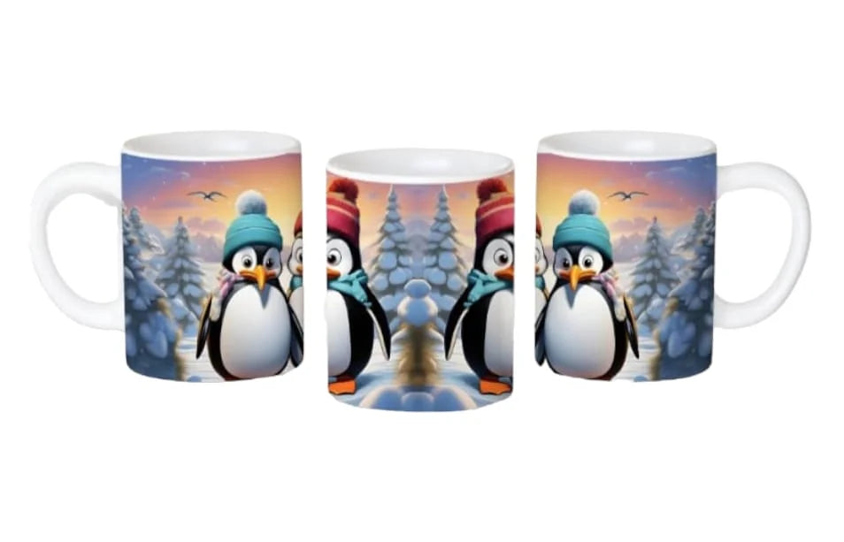 Cana personalizata, Pinguin Model 7, Ceramica, Alb, 350 ml