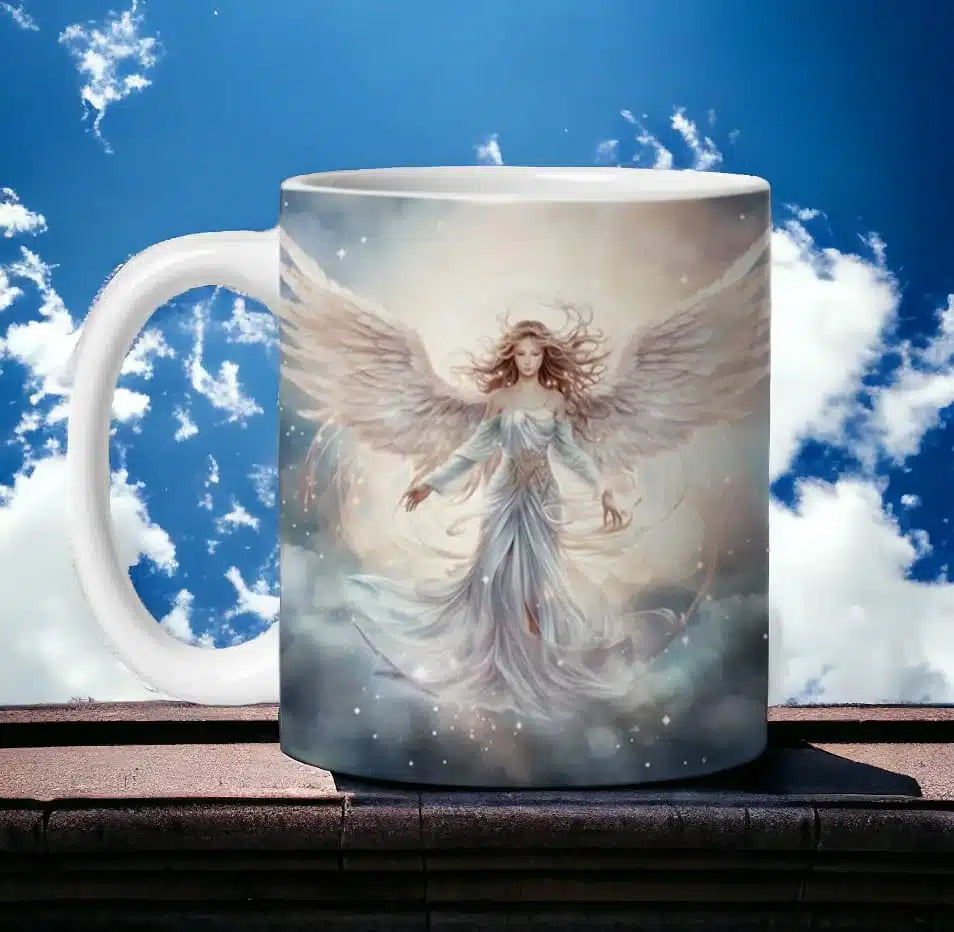 Cana personalizata, Angel, Ceramica, Alb, 350 ml