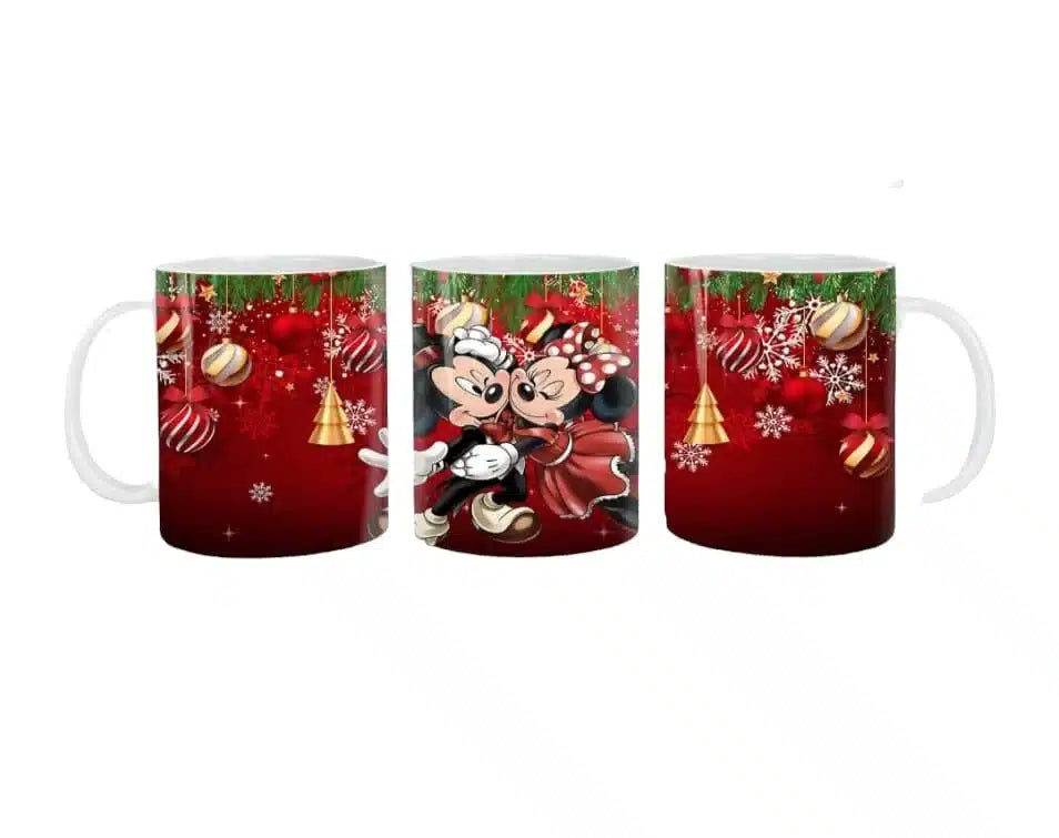 Cana personalizata, Love Mickey and Minnie, Ceramica, Alb, 350 ml