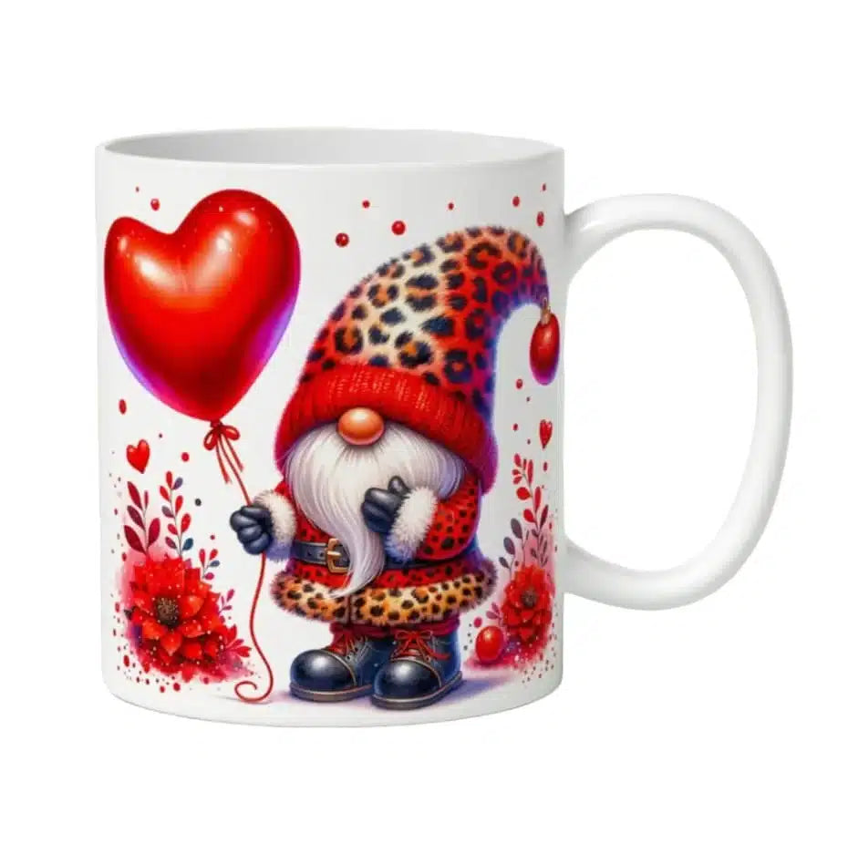 Cana personalizata, Gnom My Valentine, Ceramica, Alb, 350 ml