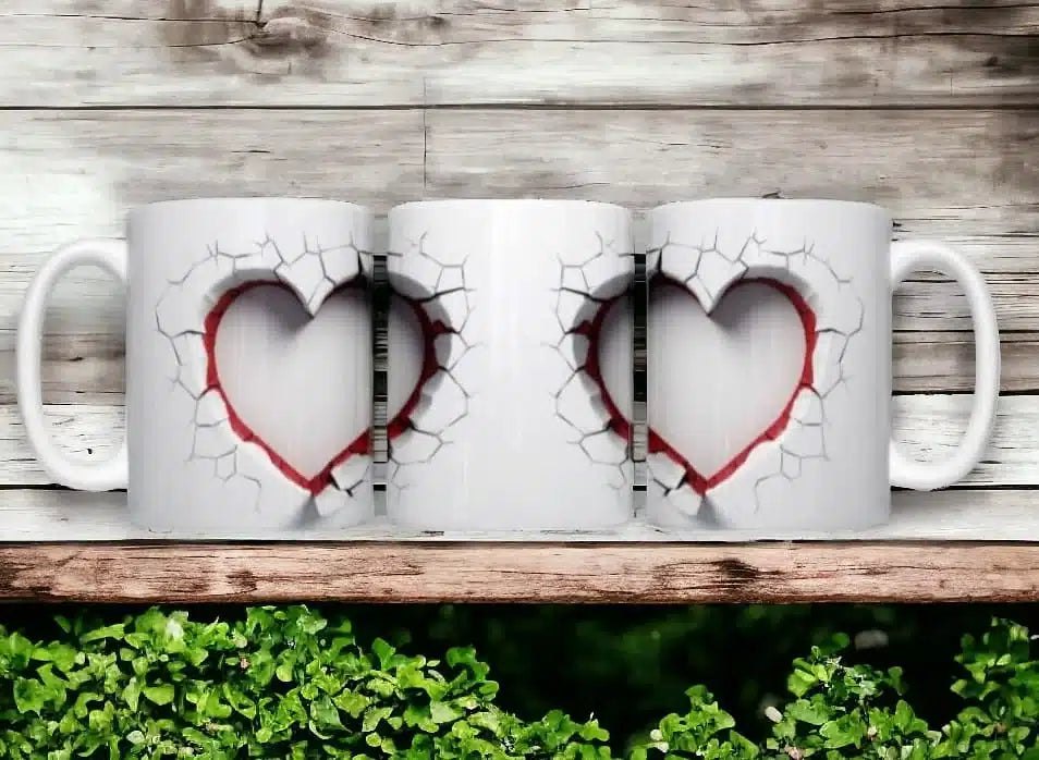 Cana personalizata, Heart, Ceramica, Alb, 350 ml