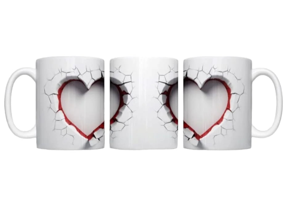 Cana personalizata, Heart, Ceramica, Alb, 350 ml
