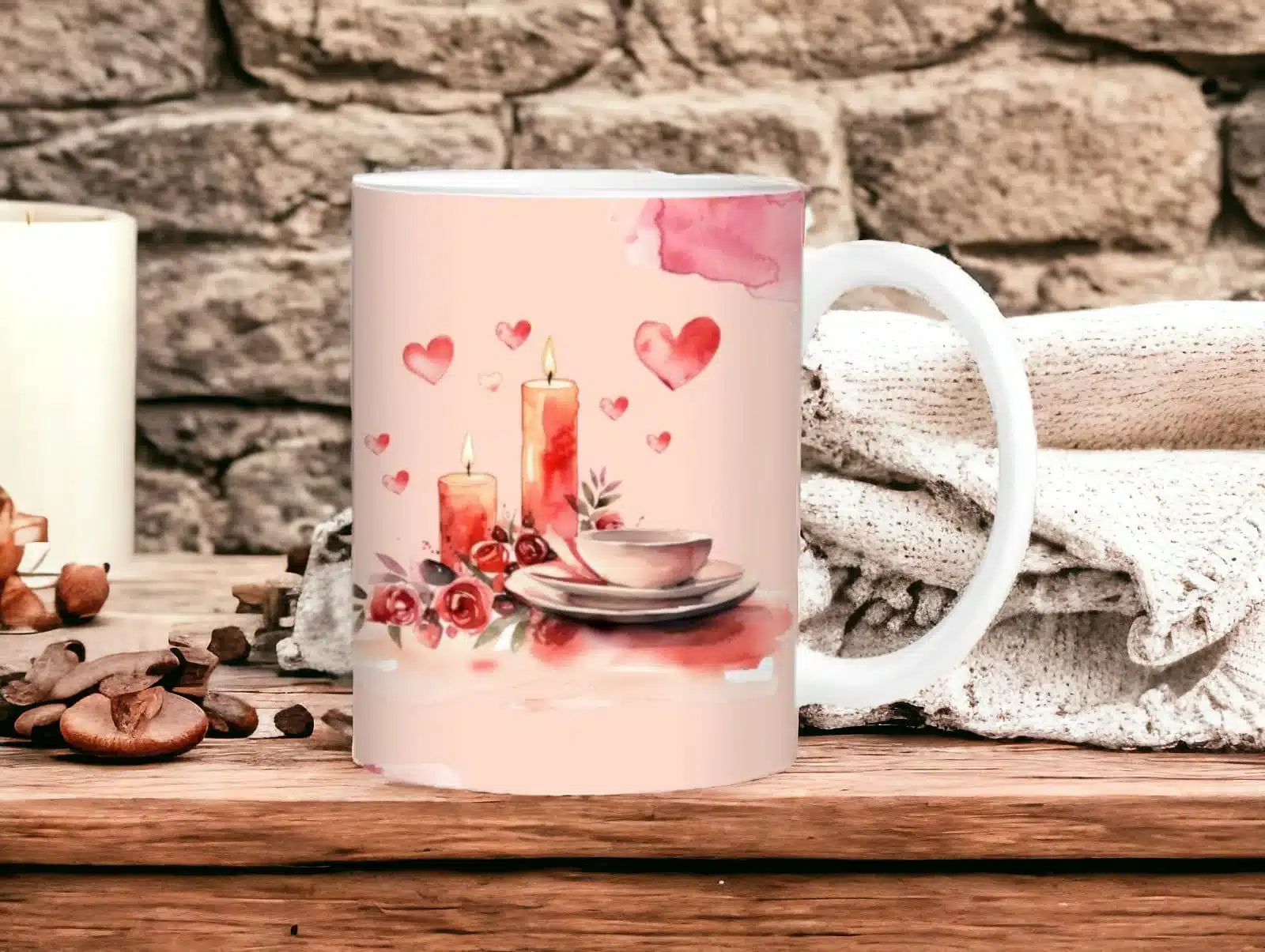 Cana personalizată, Atmosfera 14 februarie, Ceramica, Alb, 350 ml