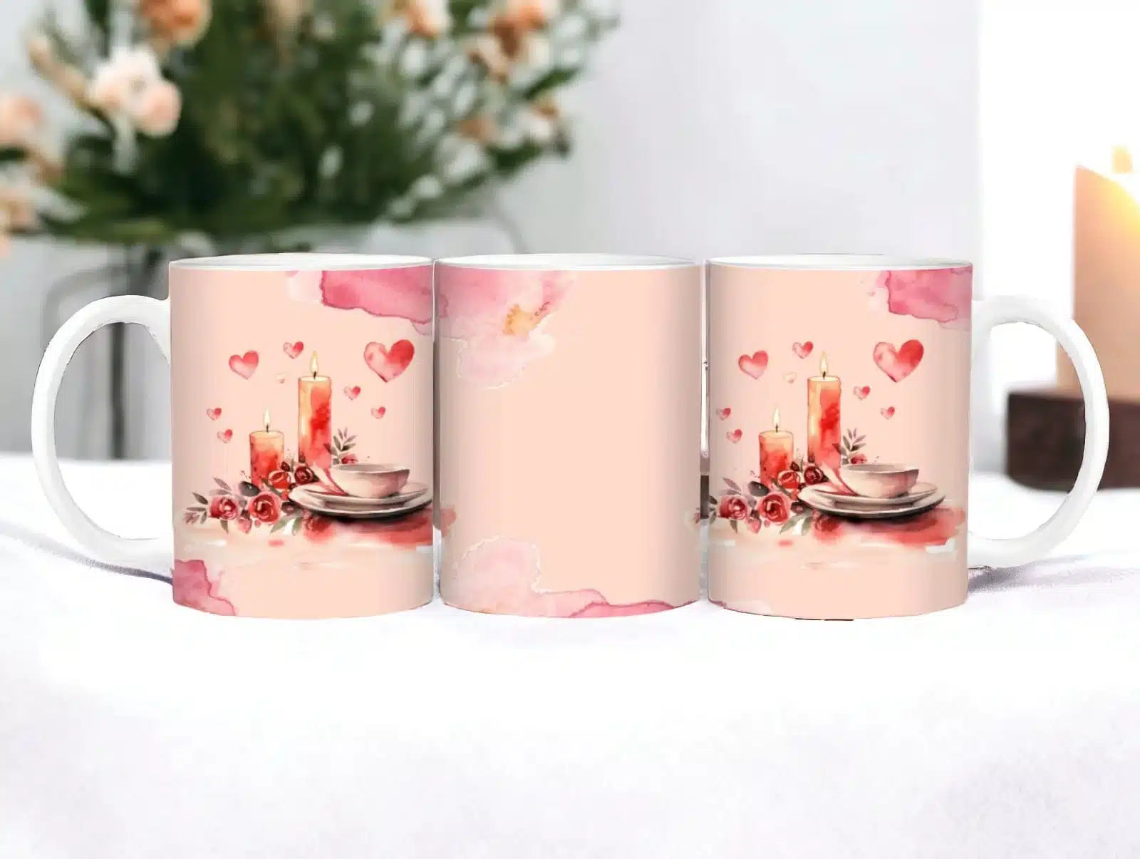 Cana personalizată, Atmosfera 14 februarie, Ceramica, Alb, 350 ml