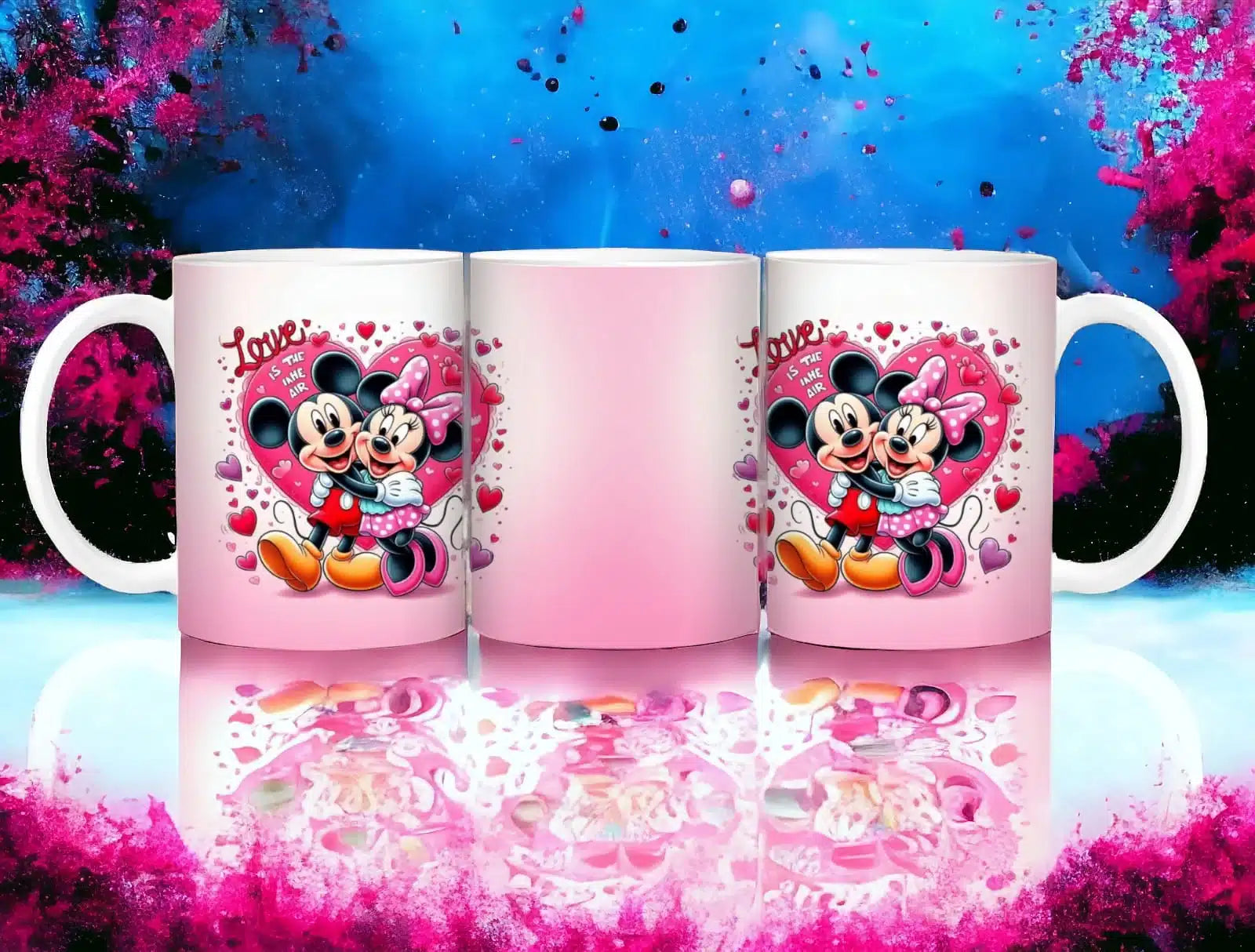 Cana personalizata, Iubesc Mickey si Minnie Model 1, Ceramica, Alb, 350 ml