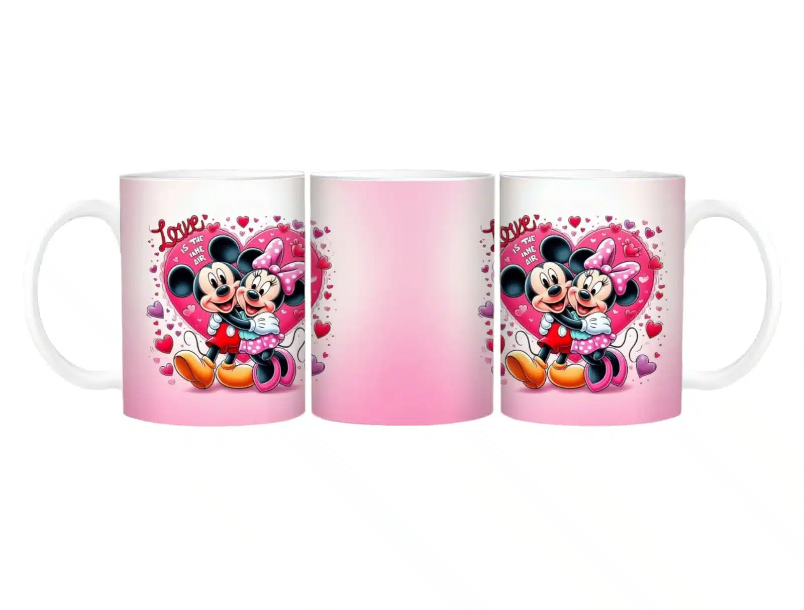 Cana personalizata, Iubesc Mickey si Minnie Model 1, Ceramica, Alb, 350 ml