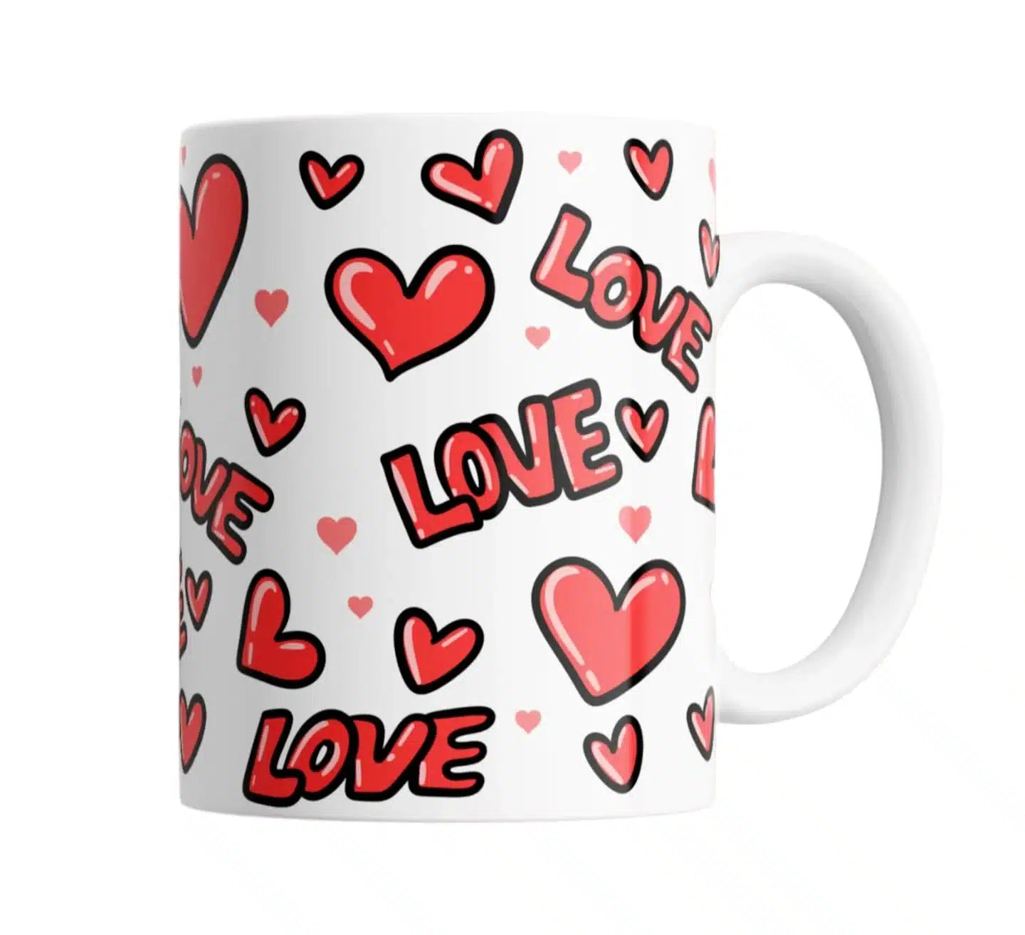 Cana personalizata, Ziua indragostitilor, Love, Love, Love, Ceramica, Alb, 350 ml